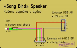 Распайка кабеля колонки Song Bird